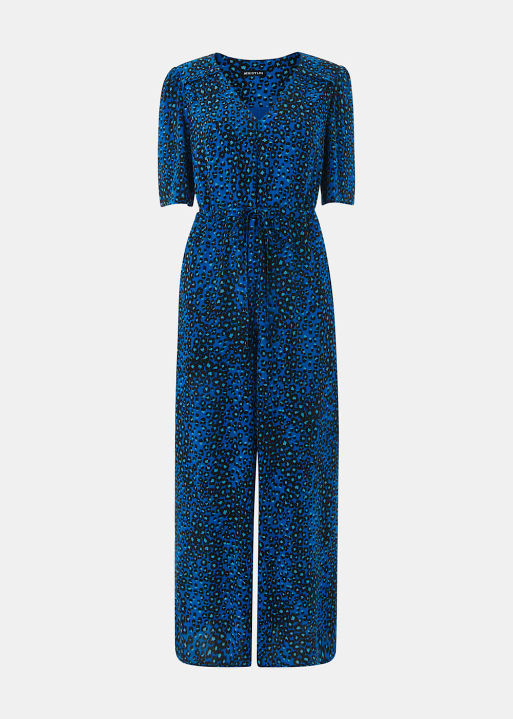 Whistles Painted Leopard Jumpsuit Blue Multi Size 0
